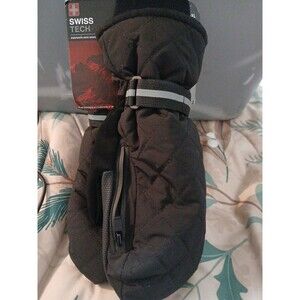 NEW Swiss Tech Performance Gear Boys Ski Mittens Black 3M Thinsulate Size L/XL
